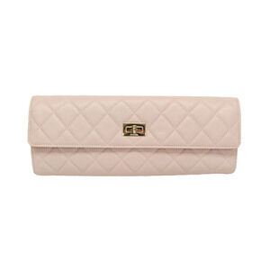 CHANEL Pink Leather Clutch Bag